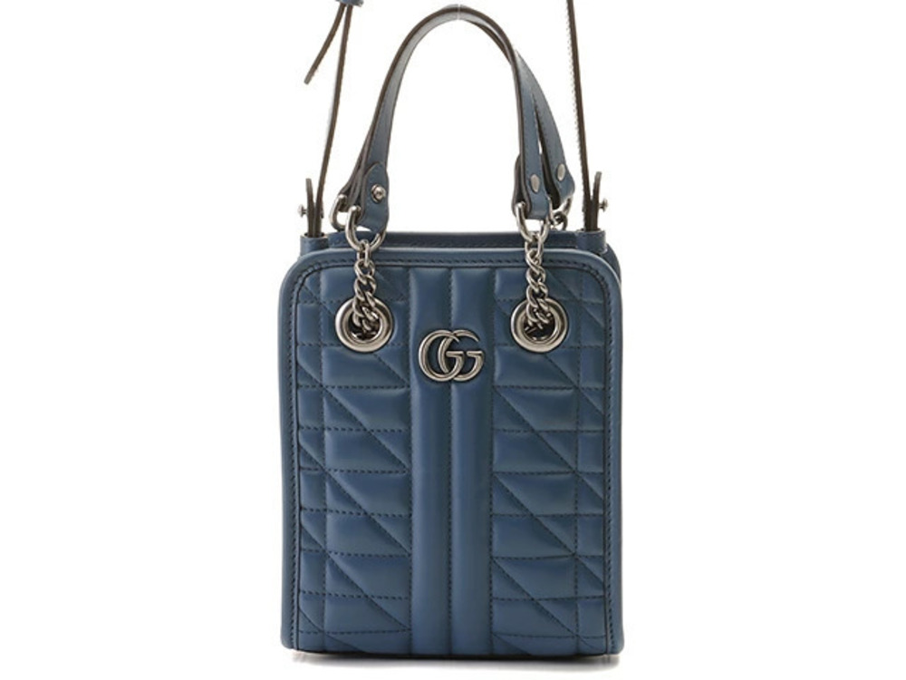 Gucci GG Marmont Quilted Bag Leather Blue I